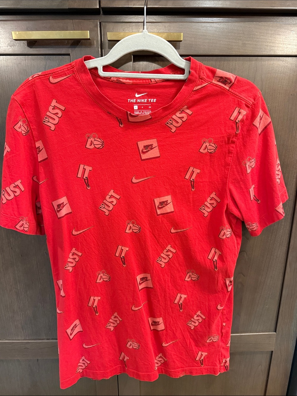 Nike Red All-Over 'Just Do It' Graphic Tee